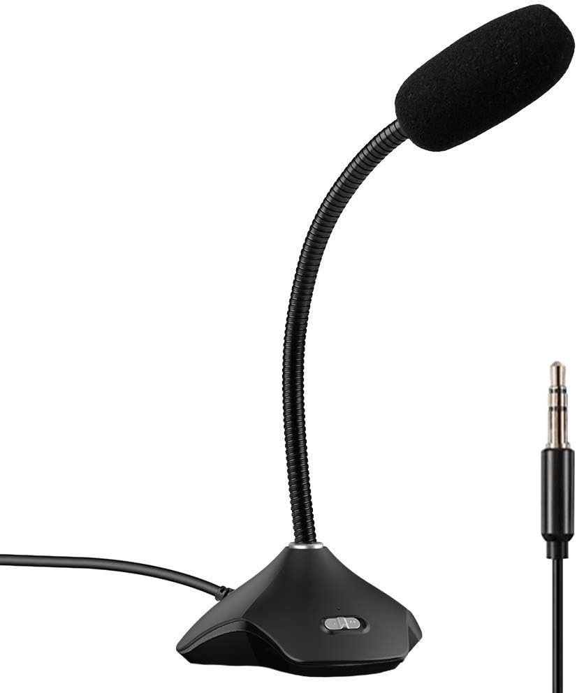PC Microphone, XIAOKOA Plug and Play 3.5mm Jack Condenser Desktop Microphone Compatible Computer and Phone, Perfect for YouTube, Facebook, Skype Online Chatting, Gaming, Recording, Podcasting