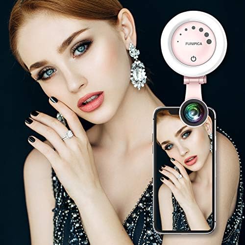 Selfie Ring Light, MixMart Selfie LED Camera with 3 Light Modes 7 Levels of Brightness for Phone/Tablet/iPad/Laptop (Pink)