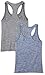 Amazon Essentials Women's 2-Pack Tech Stretch Racerback Tank Top, Black Navy Heather, Medium