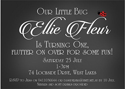 Lady Bug 1st Birthday Party Invitations, Lady Bug First Birthday Party Invitations