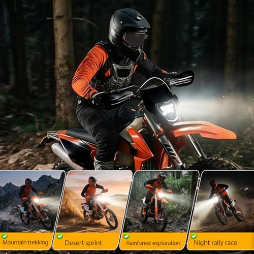 JFG RACING Universal Motorcycle LED Headlight for KTM EXC125 EXC250 SX250 SXF250 SXF250 EXC450 SX350 SXF450 EXC525 640LC4 Dirt Bike Enduro Supermoto Beta Derbi 50cc - Black