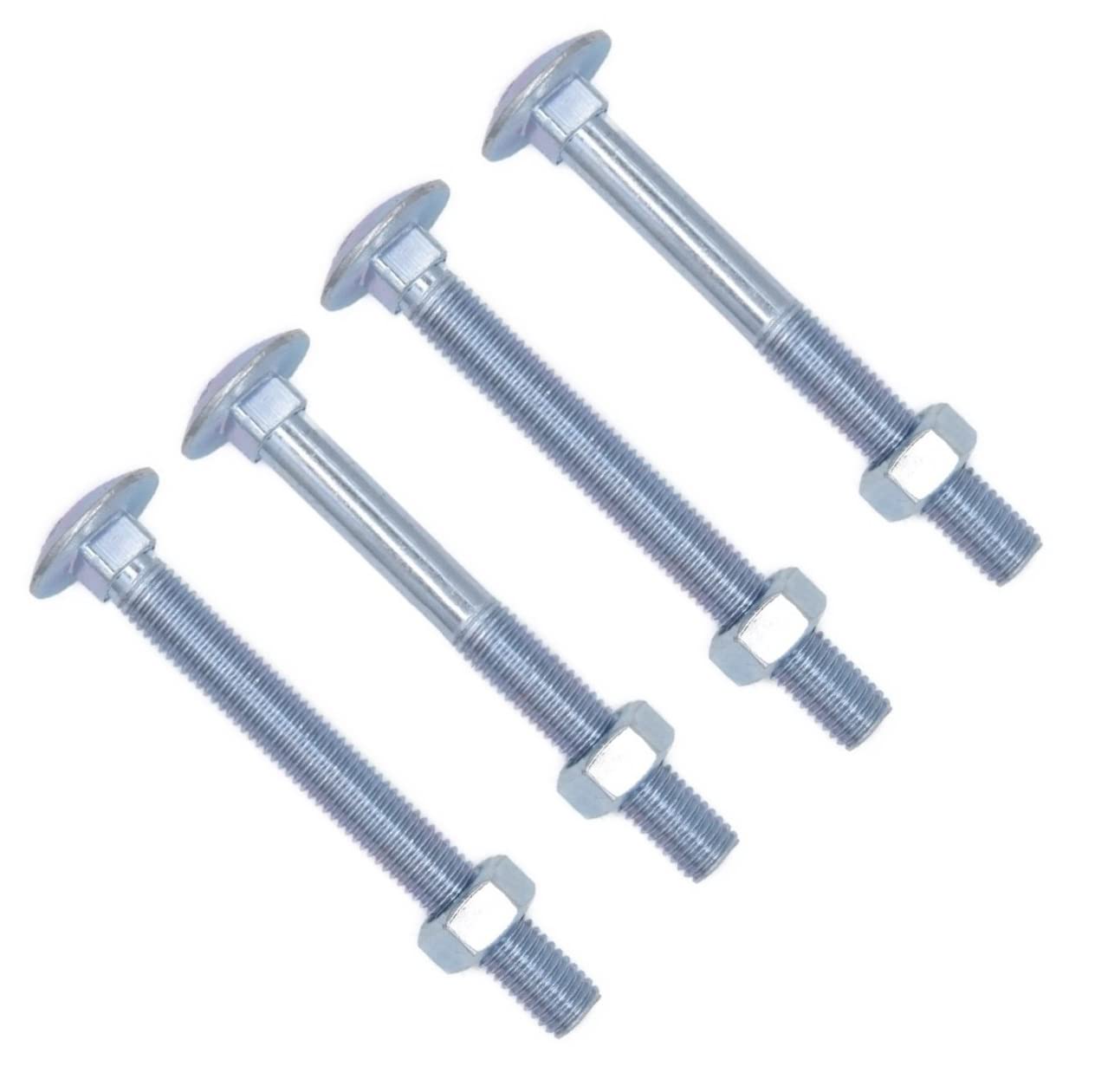 TERF® M10 X 90mm Cup Square Carriage Bolt and Nut M10 (10mm) X 90mm Coach Bolts with Hexagon Nuts - Pack of 4