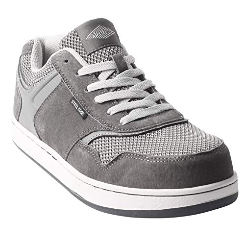 Safety Toe Athletic Shoes - Skater Style, Steel Toe Shoe Sneakers (8.5, Gray)