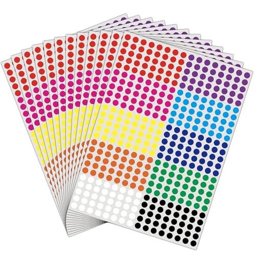 Photo 1 of 10000 Pcs 1/4" Small Colored Dot Stickers Tiny Round Labels, 10 Colors Circle Stickers for Office Classroom