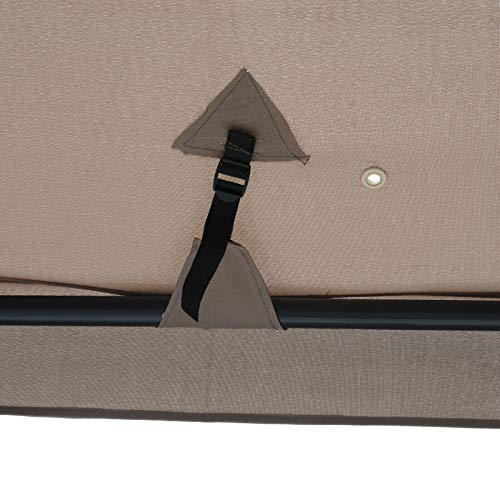 FDInspiration Taupe 2-Tier Roof 9.7 x 9.7 FT Outdoor Canopy Tent Sun Shelter Steel Patio Gazebo Backyard Sunshade w/Mesh Netting & 8 Ground Stakes with Ebook