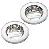 Kitchen Sink Strainer, 2PCS Stainless-Steel Kitchen Sink Strainer Drainer Basin Filter-Large Wide Rim 4.5 inch