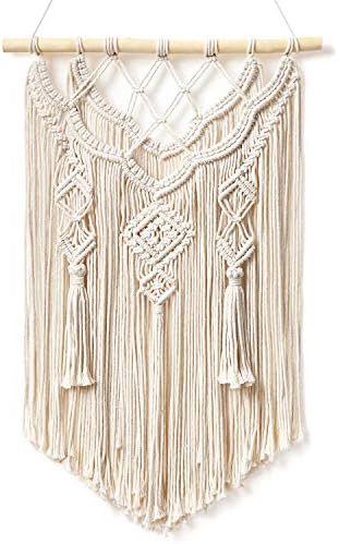 Mkouo Macrame Wall Hanging Decor Boho Chic Bohemian Woven Home Decoration for Apartment Bedroom Living Room Gallery Perfect Handmade Gift Ideas, 66cm x 43cm