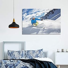 Canvas Wall Art for Living Room,Bedroom Home Artwork Paintings Snowboarding Ready to Hang - 12x18 inches