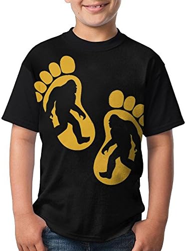 Girl Yellow Bigfoot Silhouette Casual Printed Tee L With O Neck.