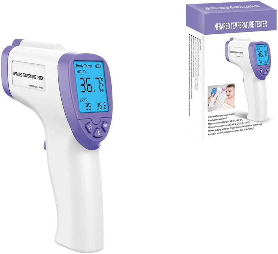 Panzisun Forehead Infrared Thermometer Temperature Instruments Electronic Digital Thermometer with LCD dispaly Soft Head Waterproof with Beeper Memory Accurate Fast Read Monitor Fever for Baby Adult N