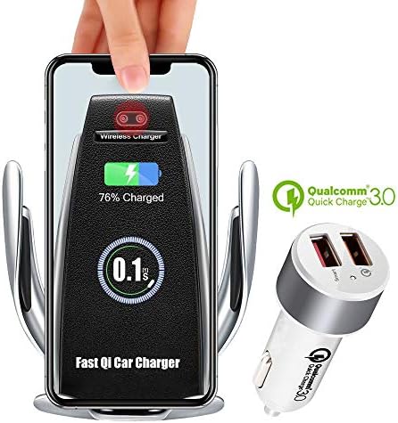 Wireless Car Charger Mount, 10W Fast Qi Car Charger Holder for iPhone X 8 Samsung Galaxy S9 S8 S7 LG Premium Charge Stand Cars Kit with QC3.0 Quick Gravity Dock and Cell Phone Air Vent Set (B)