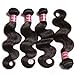 UNice Hair 18 20 22 24 inch Brazilian Body Wave Human Hair Weave 4 bundles 100% Real Unprocessed Virgin Brazilian Human Hair Extensions Natural Black Color