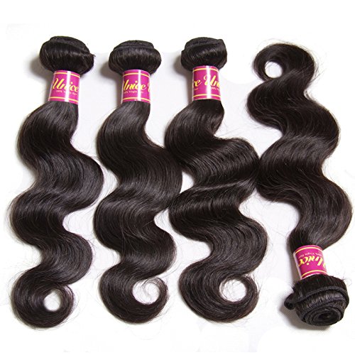 UNice Hair Brazilian Unprocessed Virgin Human Hair Weave Bundles 3pcs Body Wave Weft Extensions Natural Color 14 16 18 Inch