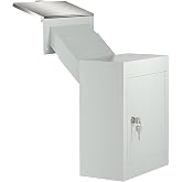Pochar Through The Wall Drop Box with Lock - Wall Mailbox with Rainproof Cover &amp; 10inch Adjustable Chute - Heavy Duty Locking Key Drop Box Deposit Safe for Mail, Rent, Cash, Payment (Off-White)
