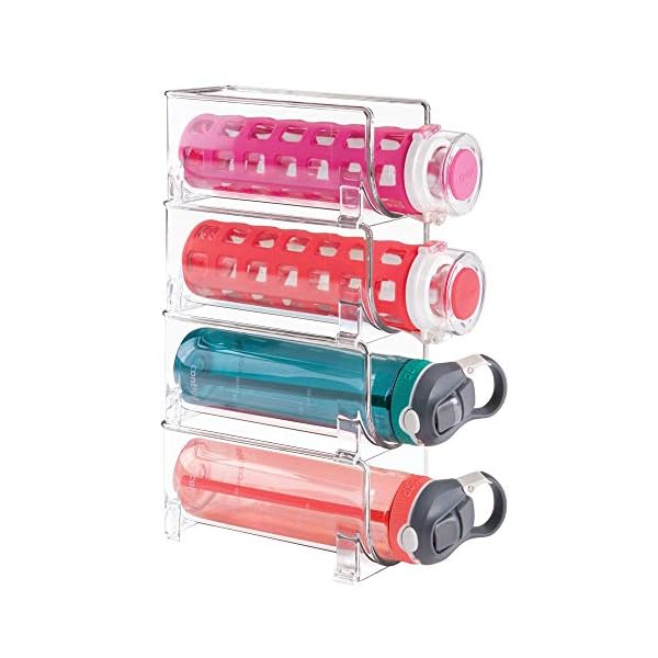 mDesign-Countertop-Water-Bottle-Holder--Refreshing-Water-Bottle-Storage-4-Bottles-x-4-Stackable-Racks-for-Countertops-Workstations-or-in-your-Fridge-Kitchen-Accessories-Transparent mDesign Countertop Water Bottle Holder — Refreshing Water Bottle Storage - 4 Bottles x 4 Stackable Racks for Countertops…