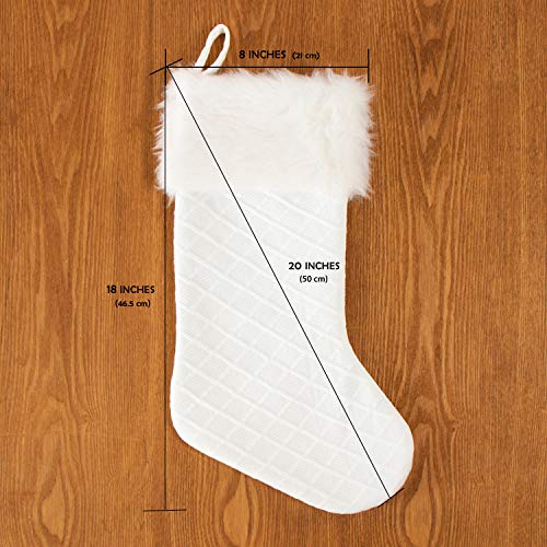 GMOEGEFT Snowy White Textured Christmas Stocking, Xmas Sock Mantle Hanging Ornament, Holiday Decoration - Thumbnail 4