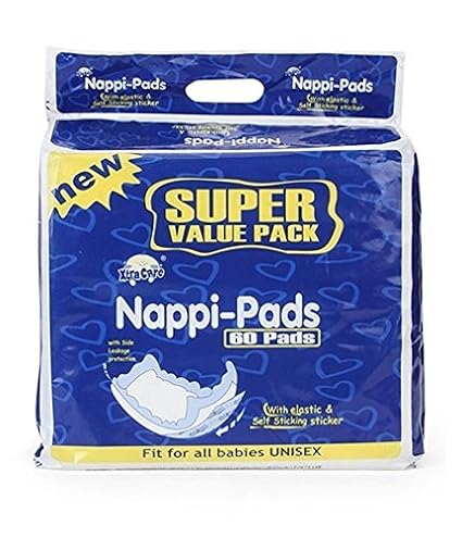Xtracare Products Nappy PadS (60 Count) with Elastic Type - Medium (Blue)