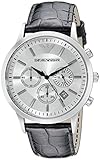 Emporio Armani Men's AR2432 Chronograph Stainless Steel and Black Leather Watch