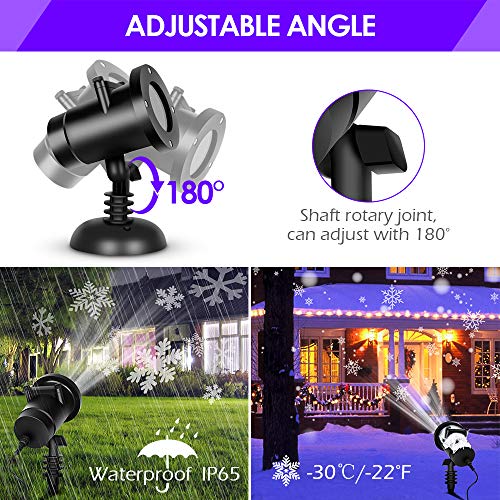 Christmas Snowflake Projector Lights - 16 Slides Decoration Projector Light Christmas Projector Lamp with Remote Control, Waterproof LED Projector Landscape Projector for Christmas Halloween Birthday - Thumbnail 3