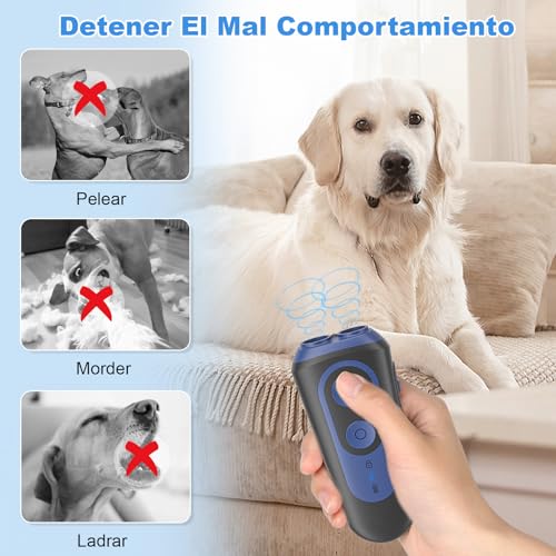 Dog Repeller, Anti Bark for Ultrasonic Dogs 3 Modes, Safe and Humane Device to Stop Barking, 15M Range, Portable with LED Flashlight, for Small, Medium, and Large Dogs