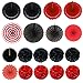 ZERODECO Party Decoration, 21 Pcs Black and Red Hanging Paper Fans Pom Poms Flowers, Garlands String Polka Dot and Triangle Bunting Flags for Minnie Mouse Birthday Parties Baby Showers Wedding