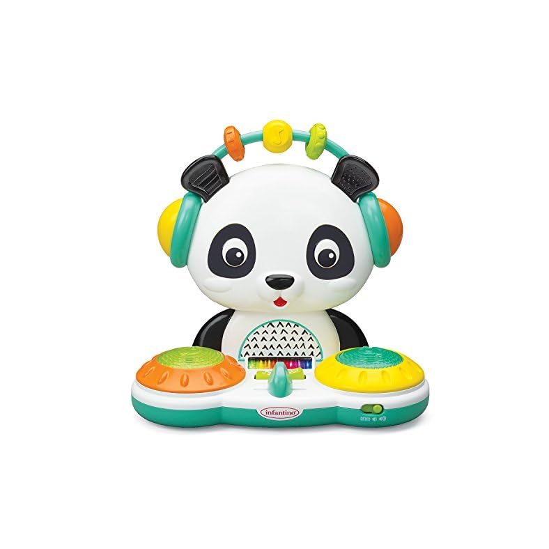 Infantino Spin & Slide DJ Panda – Musical Toy with Busy Beads, Light-up Turntable Drums, Funky Beats, switches, Silly…