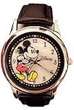 Disney Women's Watch MK1089 Mickey Mouse Black Genuine Leather Strap