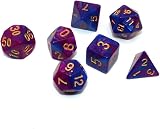 CREEBUY 7Pcs Purple Blue DND Dice Set Polyhedral D20 D12 D10 D8 D6 D4 RPG view 3
