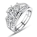 Bamoer 18K Set of 2 White Gold Plated Brass Rings Cubic Zirconium Men and Women Finger Ring Jewelry (7)