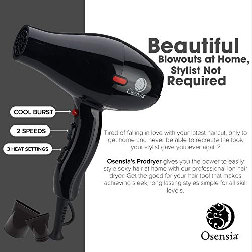 Hair Dryer Professional Tourmaline Ionic Ceramic Blow Dryer with 2 Nozzle Attachments and
