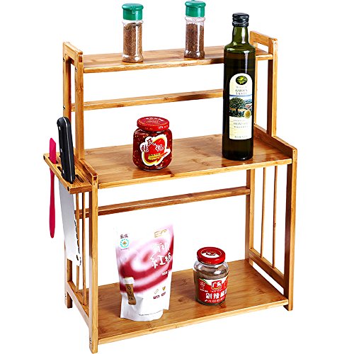 Countertop 3-Tier Natural Bamboo Spice Rack, Freestanding ...