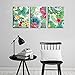 Canvas Wall Art Green Leaf Red Yellow Flowers Contemporary Pictures 3 Pieces x 12