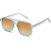 Hanj Vintage Square Aviator Sunglasses for Women Men Classic Retro 70s Glasses Fashion Big Frame Shades