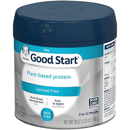 Gerber Good Start Plant Based Protein & Lactose Free Non-GMO Powder Infant Formula, Stage 1, 20 Ounces (Pack - 3)
