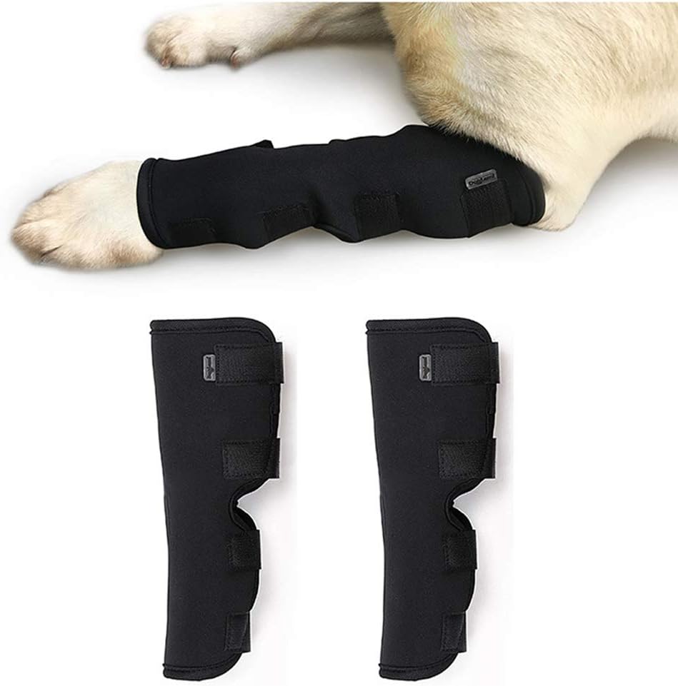 Rantow Long-Legs Dog Joint Brace Canine Rear Leg Hock Wraps Arthritis Heals Protector Prevents Injuries Sprains Helps Loss Stability (XL, Black-1 Pair)