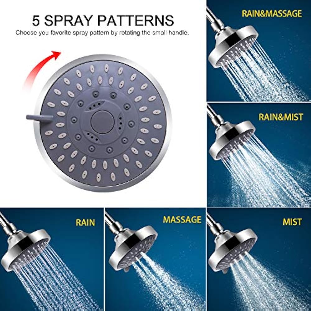 Shower Head 15 Stage Filter Combo, High Pressure Spray Settings