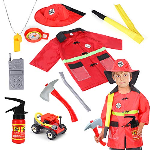 Fire Fairy Costumes Halloween - Qunan Fireman Costume Fire Chief Dress Up Pretend Role Play Kit Set