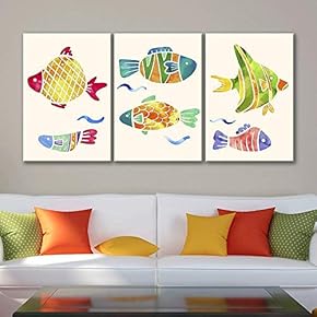 Colorful Abstract Watercolor Style Fish - Canvas Art