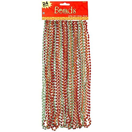 Amscan Cinco De Mayo Fiesta Party Metallic Beaded Necklaces (24 Piece), Multi Color, 17.3 x 6.5