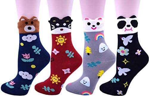 JMEETY Womens Funny Animal Pattern Cotton Crew Socks k2