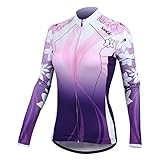 Santic Women's Cycling Jersey Loog Sleeve Road Bike Jersey Jacket Purple Medium