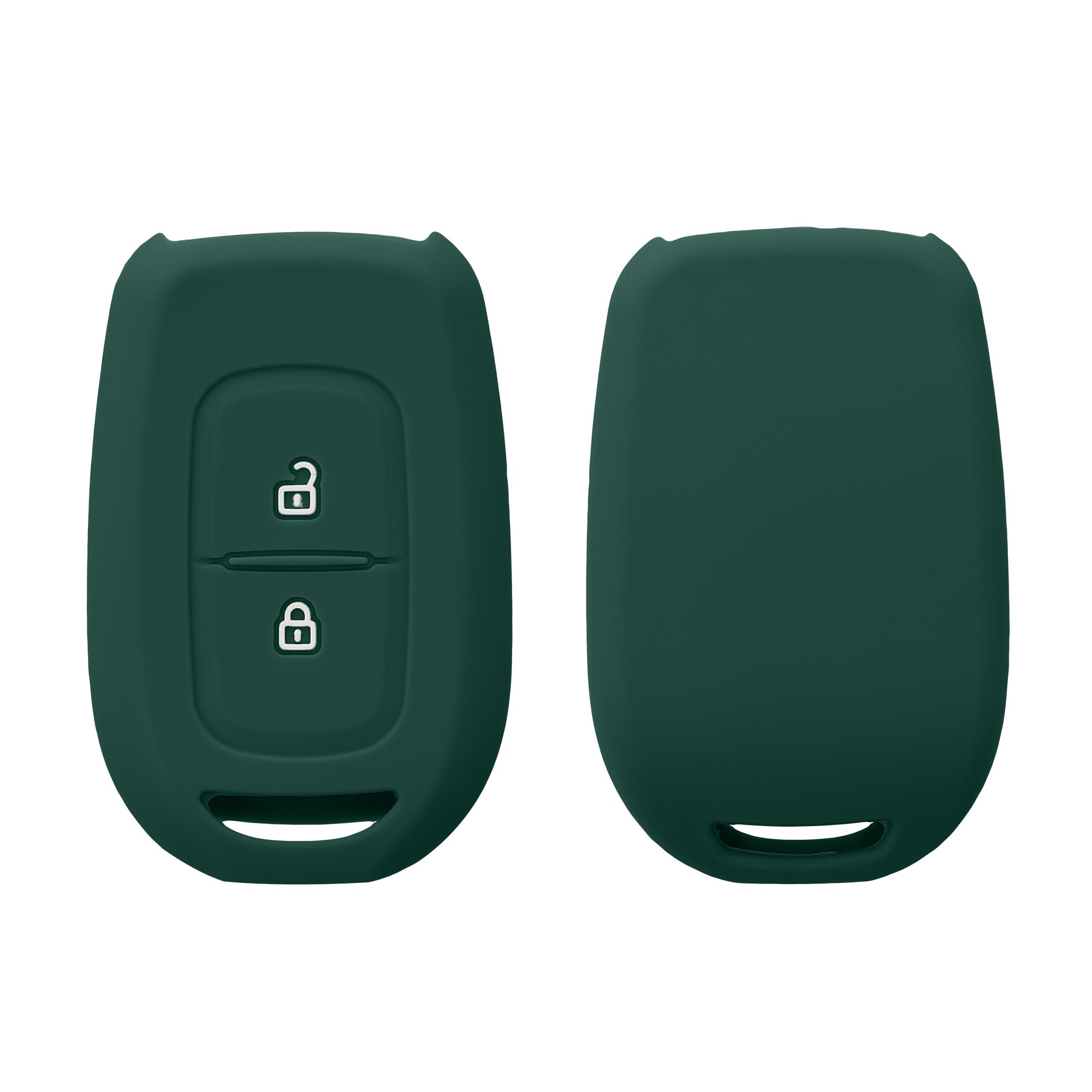 kwmobile Key Cover Compatible with Renault Dacia 2 Button Remote Control Car Key - Soft Silicone Car Key Fob Holder Protector Case - Forest Green