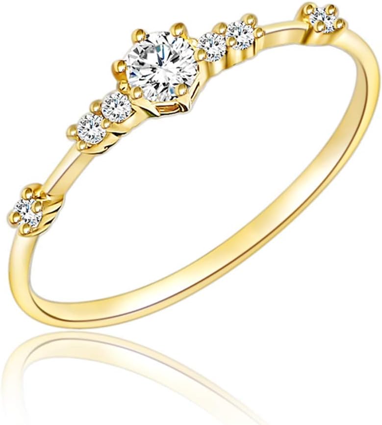 7 Tiny Diamond Pieces of Exquisite Ring Stacking Rings for Women Small Fresh Style Ladies Engagement Ring Jewelry | Gold Silver Rings for Women