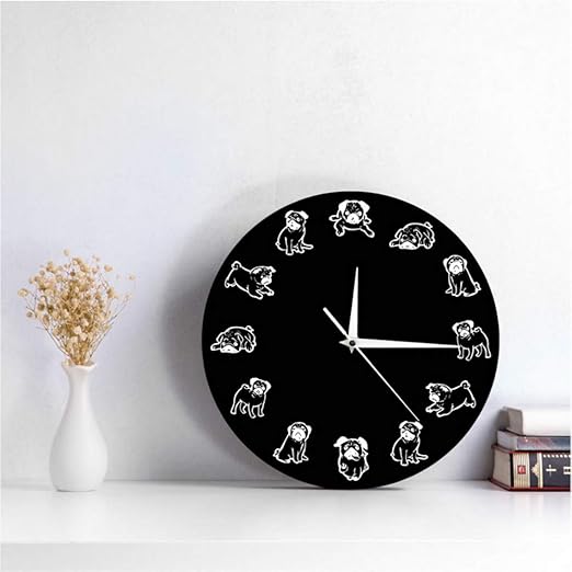 Guokee Chiot Race Dessin Animé Humour Horloge Murale Carlin
