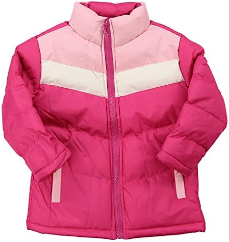 Girls Fashion Pattern Padded Winter Jacket (Fuchsia, Medium(7/8))