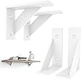 SOGAL Small Shelf Bracket, with 4 Mounting Ways Wall Mounted Shelf Bracket,White Shelf Brackets 3 inch x 4 inch 4Pack