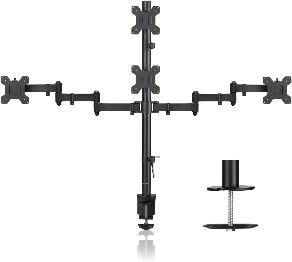 Suptek Quad LED LCD Monitor Stand up Desk Mount Extra Tall 800mm Pole Heavy Duty Fully Adjustable Stand for 4 (3+1) / Four Screens up to 27 inch MD6864 b