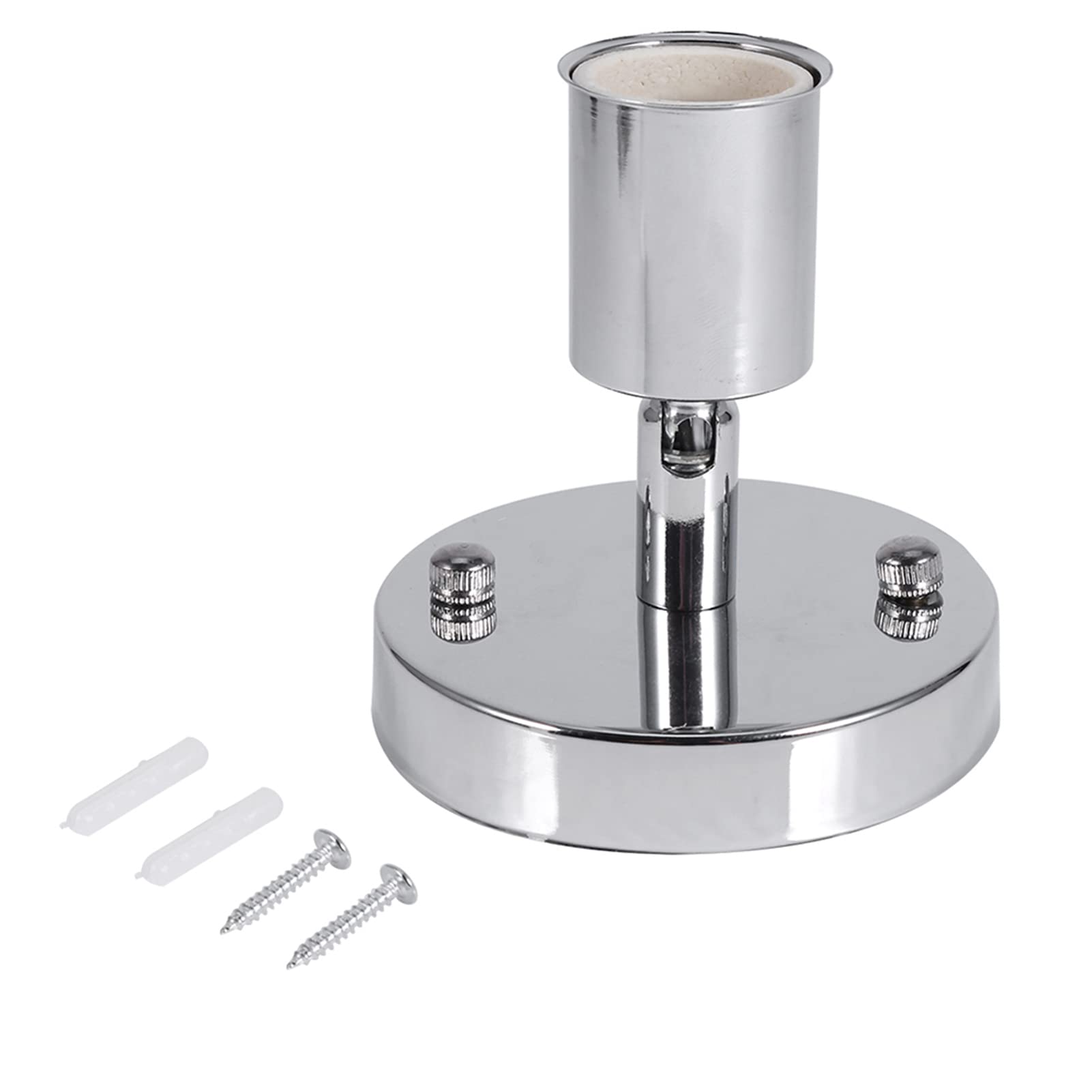 Tissting 1Pc E27 Light Socket Modern Ceiling Light Lamp Bulb Holder Socket 180° Rotating with 2 Screws for E27 Screw Type Light Bulbs Home Office Lighting(Silver)