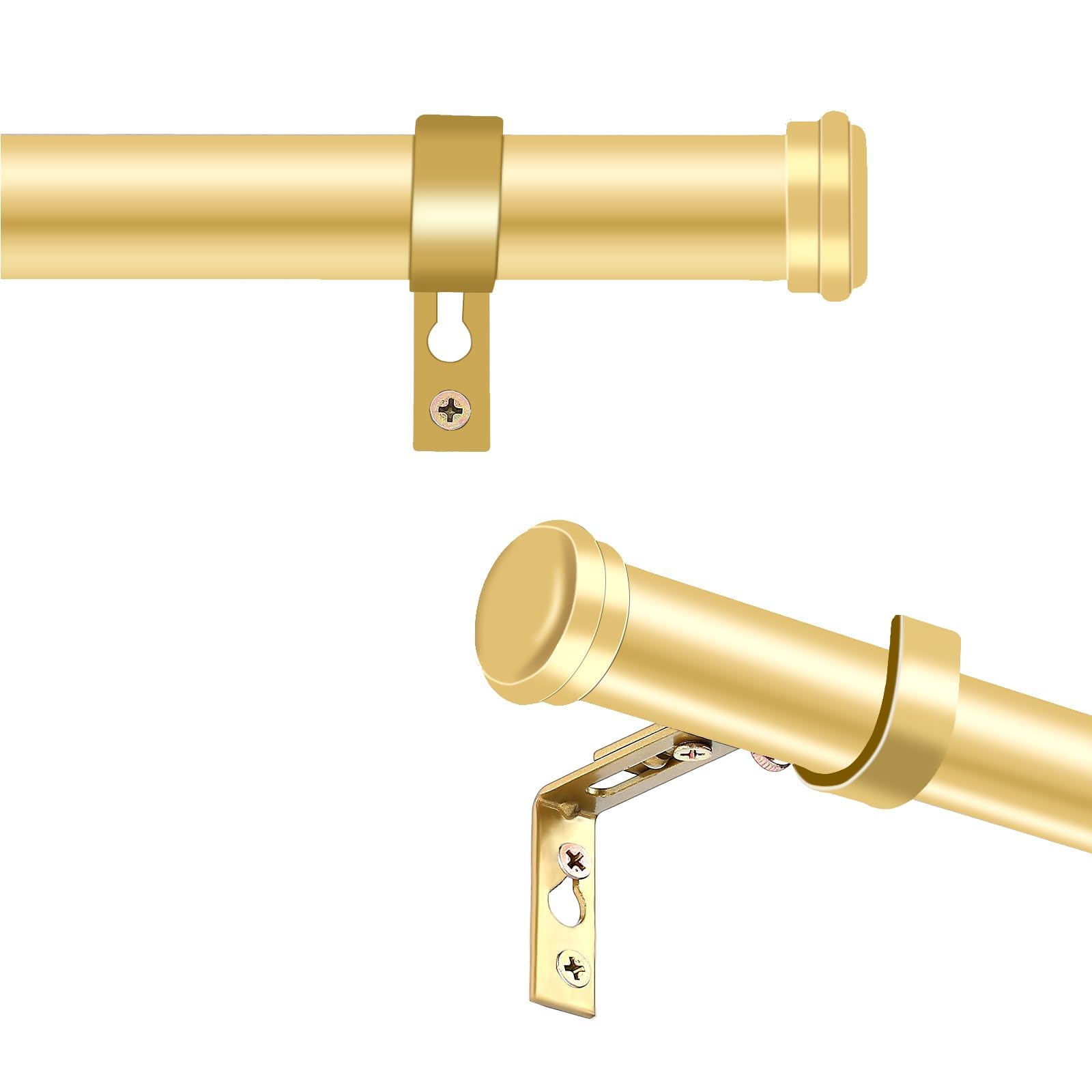 Photo 1 of "Gold Wrap Around Industrial Curtain Rod, 66-120 Inches Adjustable, 1-Inch Diameter, Indoor and Outdoor Use"