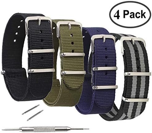 4 Pack Canvas Fabric Nylon Watch Bands,Ballistic Nylon Watch Straps - 16mm